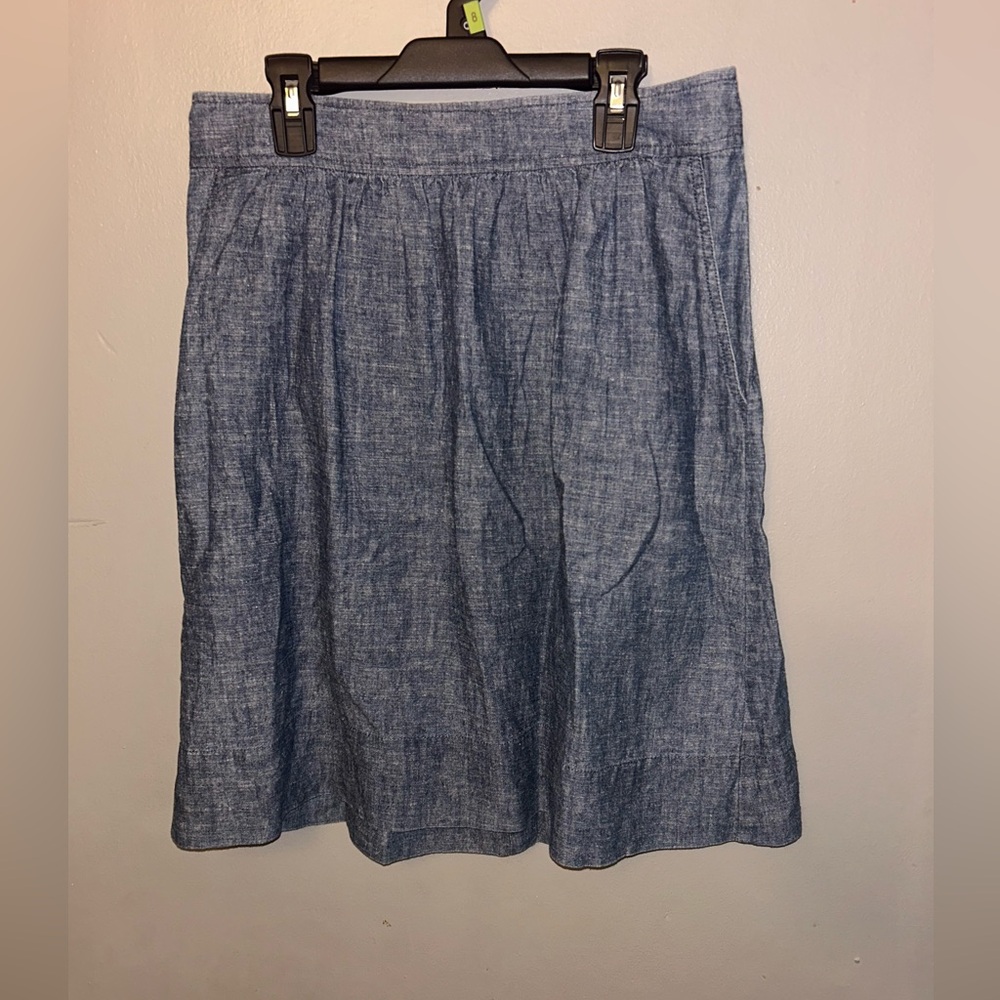 Eileen Fisher A-Line Blue Hemp Organic Cotton Skirt - Picture 2 of 9